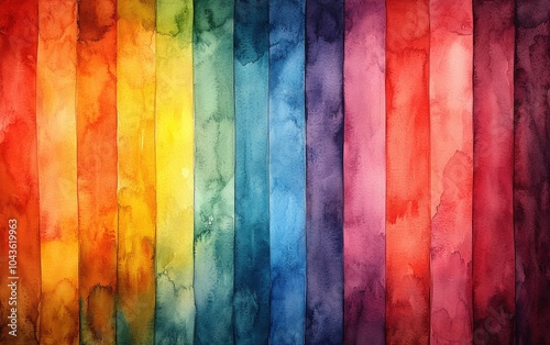 Colorful abstract watercolor background featuring vibrant vertical stripes. photo