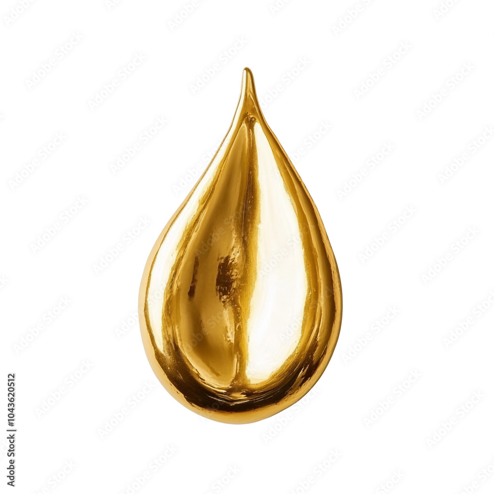 Golden Drop Falling Against White Background Golden Drop Falling Against White Background