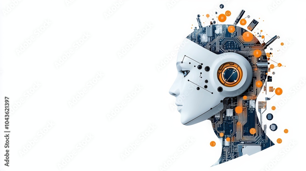 Obraz premium Artificial intelligence head profile design