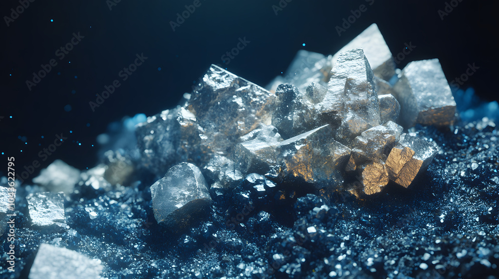Stunning Visual Representation of Magnesium Element with Textures and Colors on Blue Background for Scientific Exploration