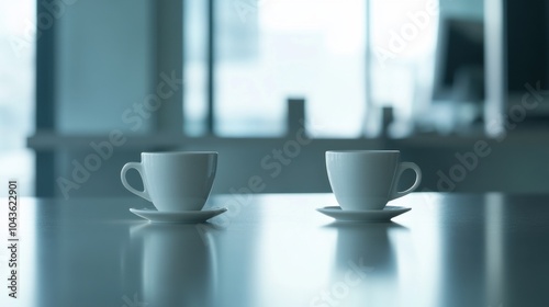 Poignant scene of a corporate breakup. Featuring an empty desk with a “Goodbye” card. Showcasing the emotional farewells in the workplace. Ideal for discussions on workplace relationships photo