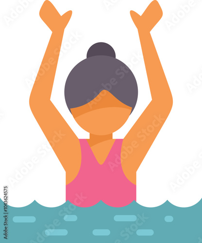 Minimalist vector illustration featuring a synchronized swimmer performing a routine, emphasizing grace and athleticism