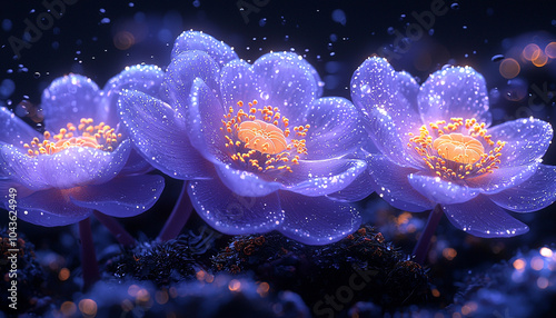 Beautiful flower blossom in nature, pink and purple generated by AI