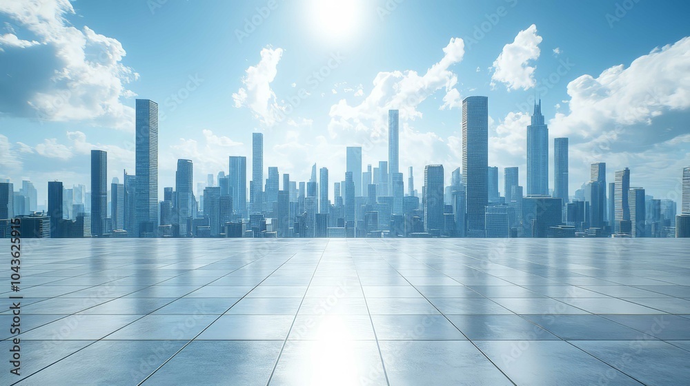 Urban Skyline with Empty Square for New Beginnings Urban Skyline with Empty Square for New Beginnings