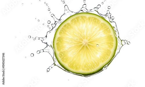 Fresh lime slice with splashing water