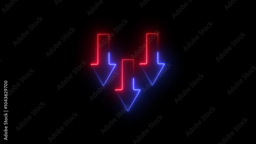 arrow animation coloring chroma glowing light and black background.
