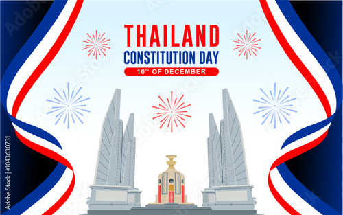 Thailand constitution day. 10th of December. Happy Thailand constitution day vector banner, greeting card, social media posts.