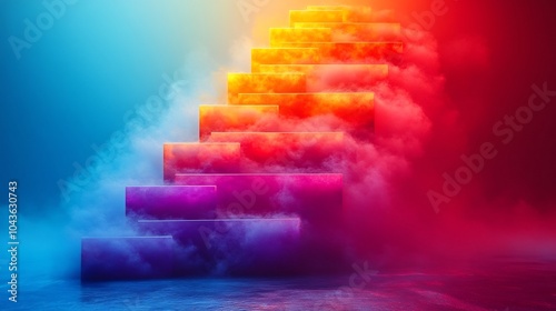 Stacked polygonal design representing steps of business model creation and market alignment in a clear modern abstract style