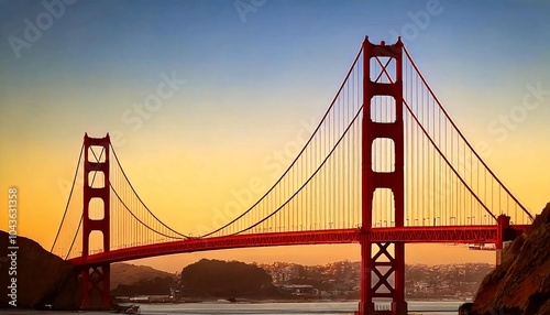 The Golden Gate Bridge stands out amidst a dramatic sunset. Its bright red color is a prominent symbol of San Francisco.