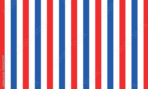 Linear endless pattern in Christmas colors. Three color lines. Red, blue and white background. Christmas colors in a stripe. Striped background. Barbershop colors.
