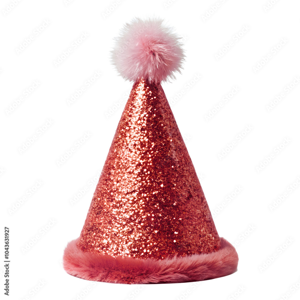 Glittering party hat isolated on white background Glittering party hat isolated on white background