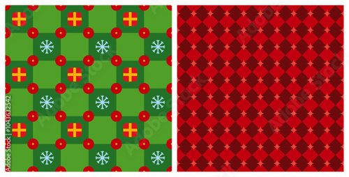 Ensemble de cartes de vœux, illustration de noël, patern de fêtes de fin d'année, vacances, coloré, vert et rouge