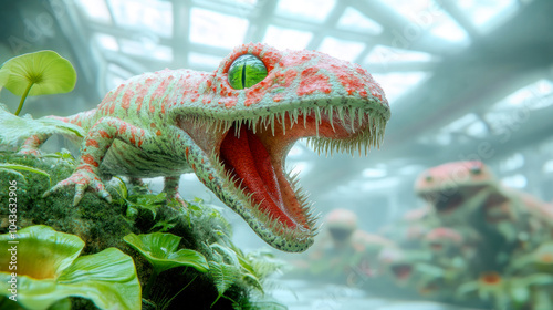 Fantastic alien creature, mix of lizard and predator plant photo