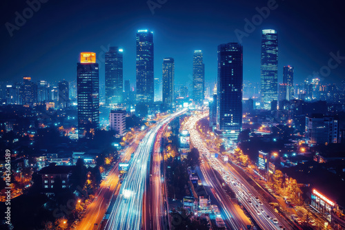 Long exposure light streaks on urban roads