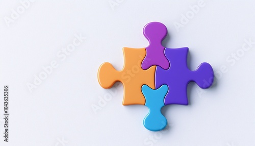 Illuminated Autism Puzzle Piece Logo in 3D on White Background with Sleek Edges