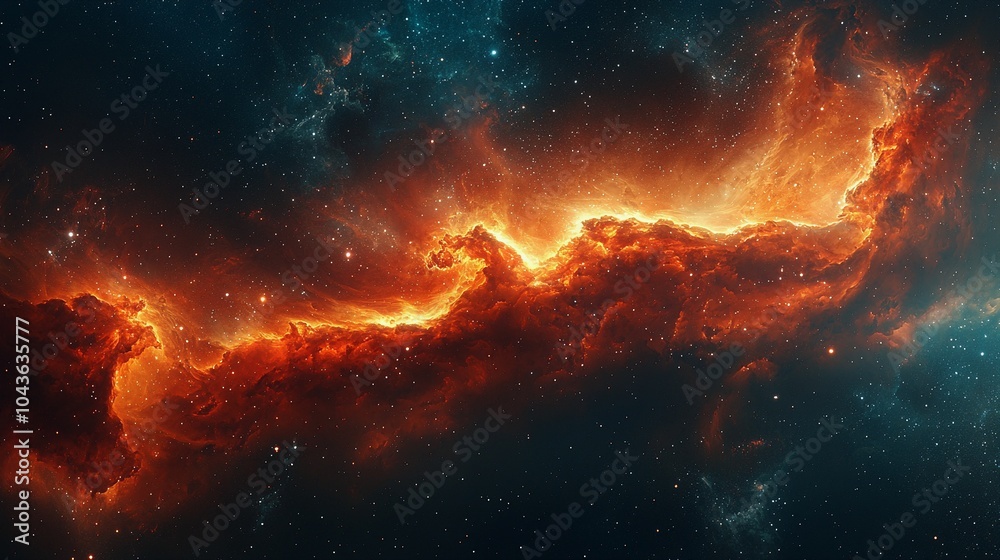 Fototapeta premium Stunning Cosmic Dragon Cloud: Bright Red and Orange Gas in Space