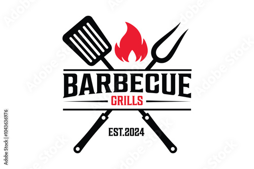 Barbecue logo design. Food or grill template. Vector illustration