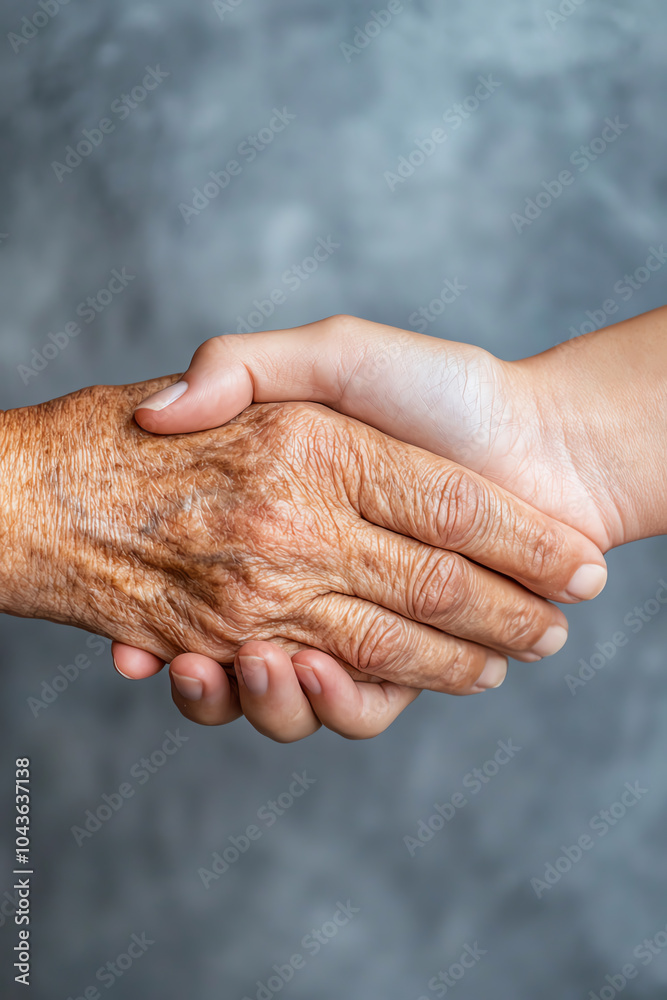 Fototapeta premium The power of connection embracing generations through a simple handshake