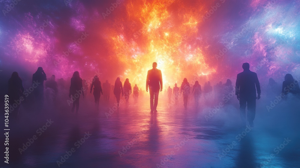 Ethereal Figures Emerging from Cosmic Light Ethereal Figures Emerging from Cosmic Light