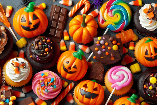 halloween candy and pumpkin