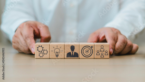 Obraz na płótnie HR management concept, administration of human resources within an organization, focusing on recruitment, training, conflict resolution, and fostering a productive organizational culture w salonie
