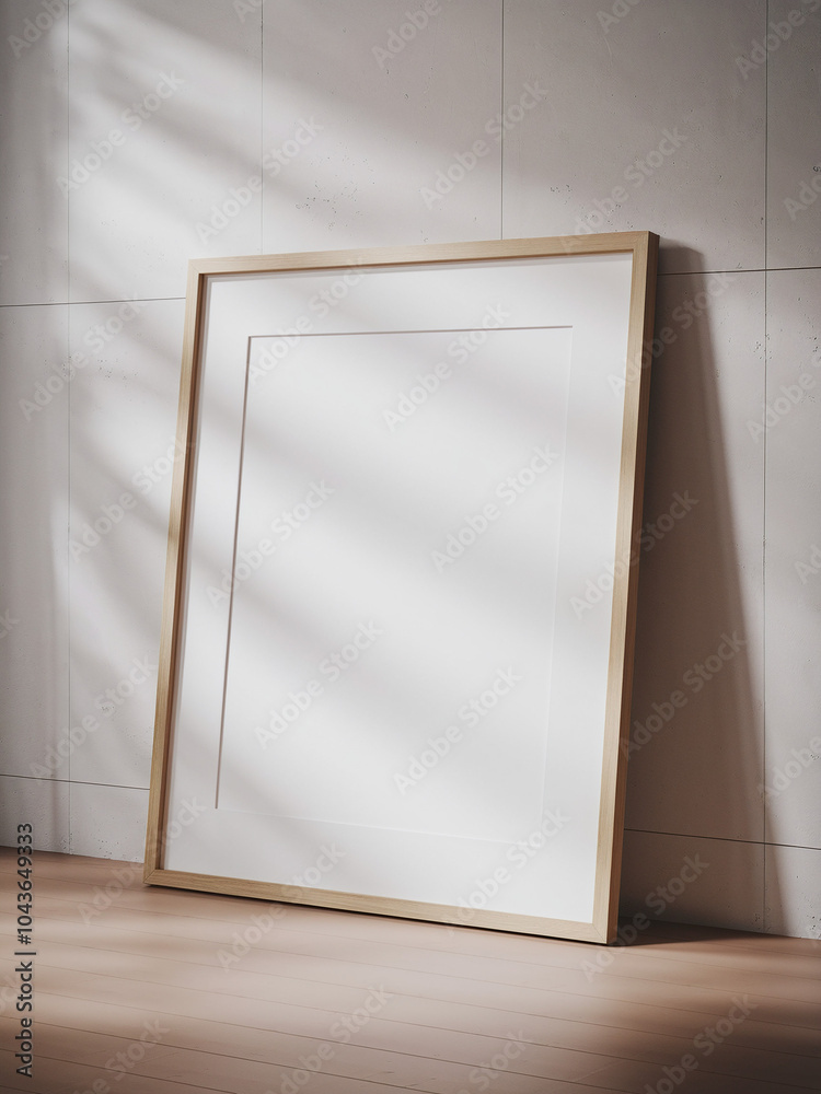 Empty Picture Frame Mockup On Wooden Floor