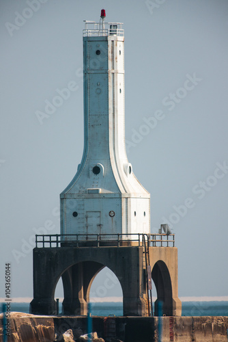 Port Washington, Wisconsin navigational beacon light at the harbor entrance photo