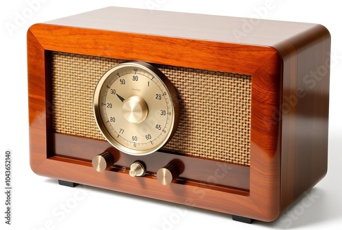 Antique radio A s style tabletop radio with a walnut veneer cabi photo