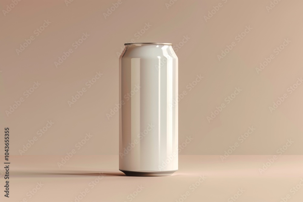 Clean, minimalistic vector illustration of a white aluminum drink can on a plain background, sharp lines and smooth curves, with a subtle shadow beneath Clean, minimalistic vector illustration of a white aluminum drink can on a plain background, sharp lines and smooth curves, with a subtle shadow beneath