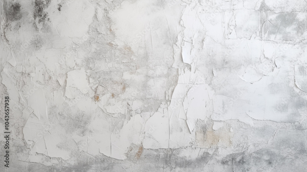 Obraz premium A detailed image capturing the rough texture of a white concrete wall, with areas of peeling paint and visible weathering Abstract design with textured black stone wall background 