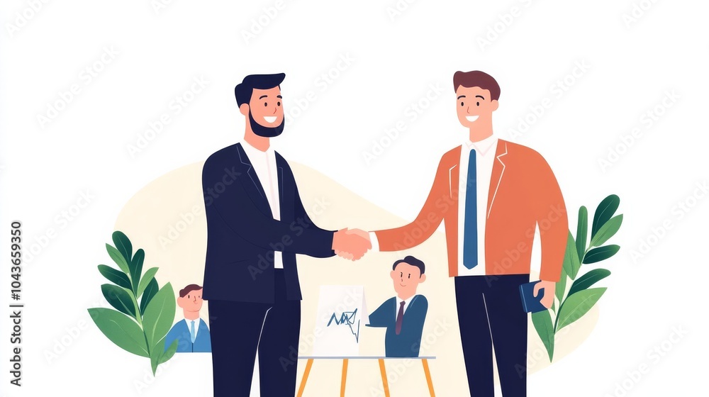 Fototapeta premium Startup founder shaking hands with a group of investors, celebrating a capital investment