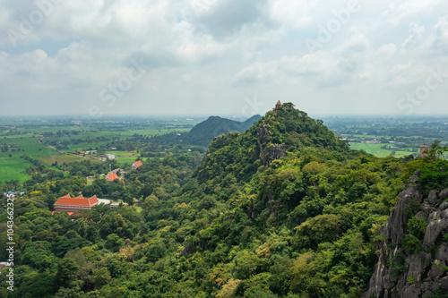 Aerial view of Heaven Valley (Hup Pha Sawan) in Ratchaburi. Thailand.