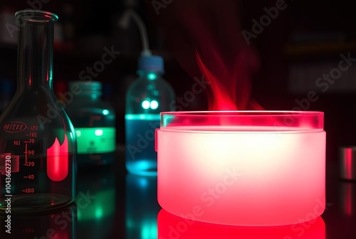 Chemiluminescent Reaction Time lapse of a glowing chemical react photo