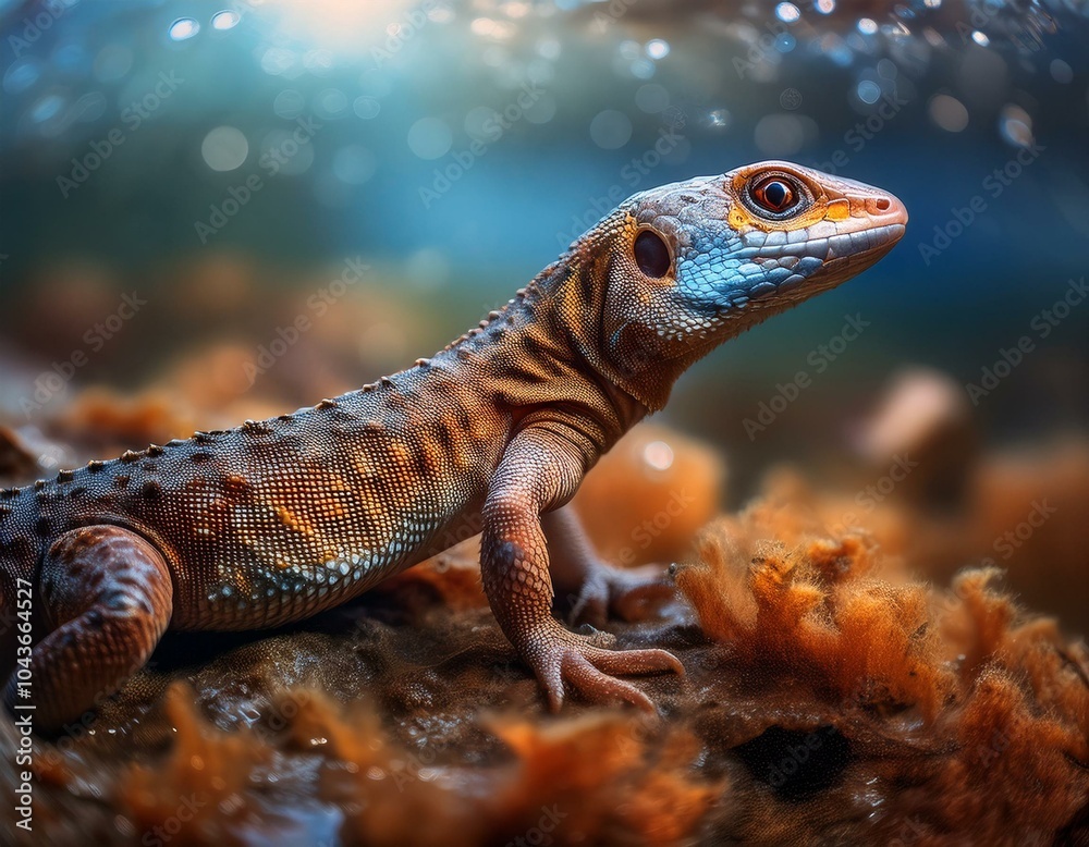 Fototapeta premium Lagarto menorquín en un río