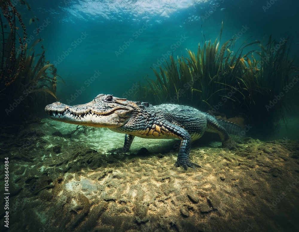 custom made wallpaper toronto digitalCocodrilo bajo el agua turbia en un río