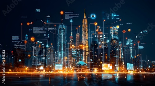 Wallpaper Mural Interconnected Smart City Infrastructure with Sensors and Data Analytics A Cross Section View of the Future of Urban Planning and Technology Torontodigital.ca