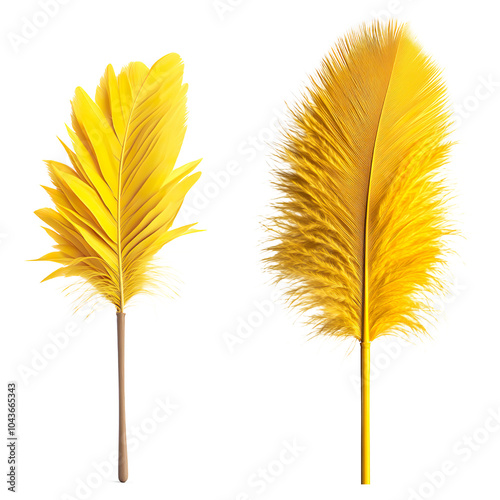 Yellow Feather Duster on a Transparent Background photo