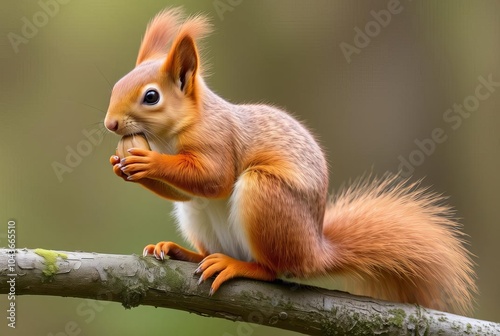 Red Squirrel Storing Nuts A red squirrel sitting on a branch hol