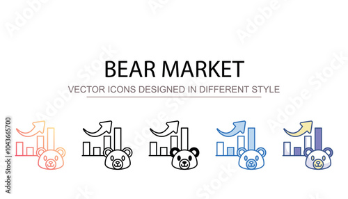 Bear Market icon design with white background stock illustration
