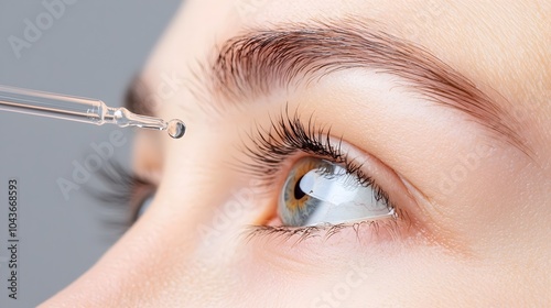 Hydrating Blue Eyes with Liquid Dropper - Captivating Wellness Image for Beauty and Health Concepts