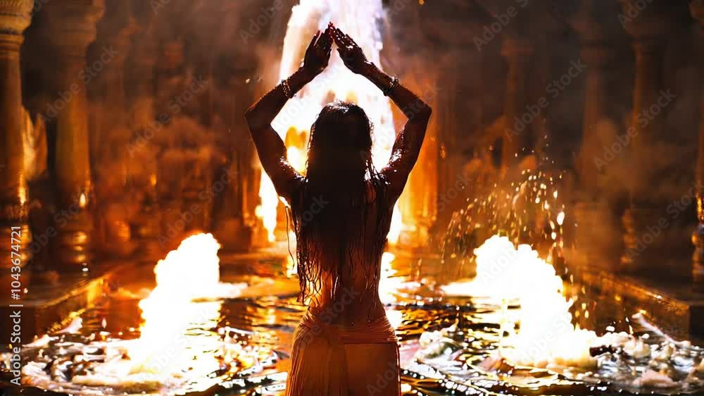 Bollywood Dancer in Traditional Indian Costume Performing Graceful Dance Movements – Iconic Representation of Indian Cinema, Culture, and Energetic Dance Art Forms