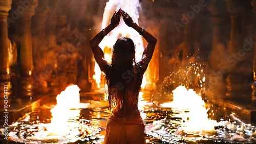 Bollywood Dancer in Traditional Indian Costume Performing Graceful Dance Movements – Iconic Representation of Indian Cinema, Culture, and Energetic Dance Art Forms
