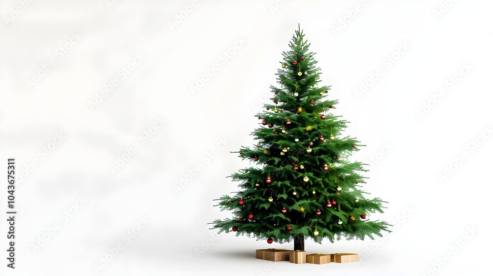 Fototapeta premium Realistic Christmas Tree on White Background
