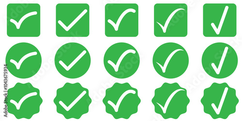 Check mark icon. Check mark vector icon. Checkmark Illustration. Vector symbols set ,green checkmark isolated on white background. Correct vote choise isolated symbol. Vector Illustration.