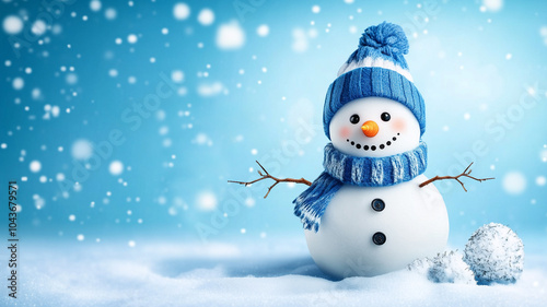 Winter Snowman wallpaper copy space photo