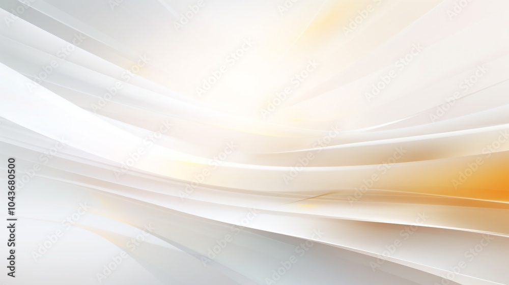 Abstract 3D Background of Curves and Swooshes in ivory Colors. Elegant Presentation Template, A pristine white canvas hosts a spectacle of golden fluid,