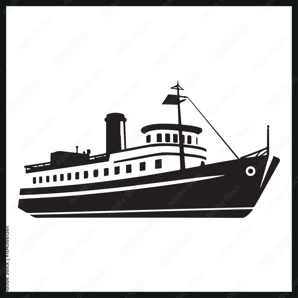 Obraz premium Boat vector silhouette illustration