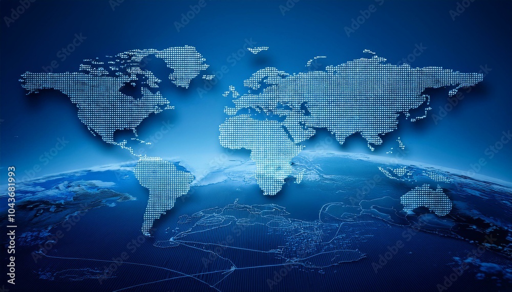 Fototapeta premium 3D render blue world map