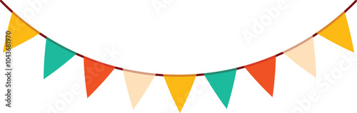 Carnival garland with flags. Decorative colorful party pennants for birthday celebration, festival and fair decoration, Vector Isolated on White Background