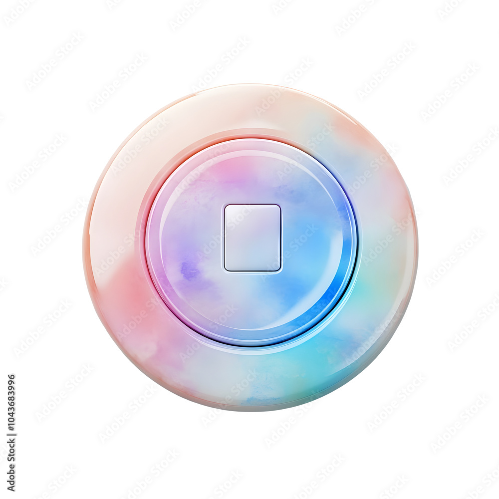 Watercolor Photography of Serene Power Button Against Plain Background Watercolor Photography of Serene Power Button Against Plain Background